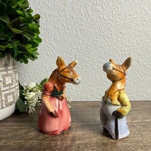 Vintage Japan Donkey Salt Pepper Shakers Anthropomorphic Kitsch Trinket Decor